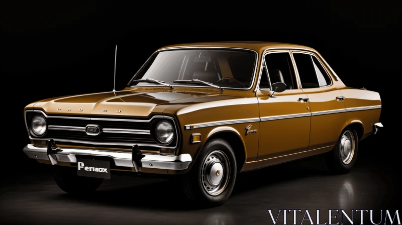 Captivating Image of a Small Golden Sedan on a Black Background AI Image