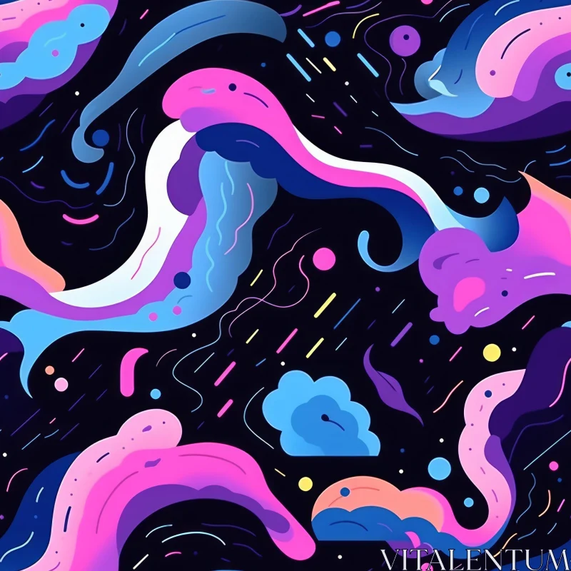 Colorful Retro Abstract Pattern on Black Background AI Image