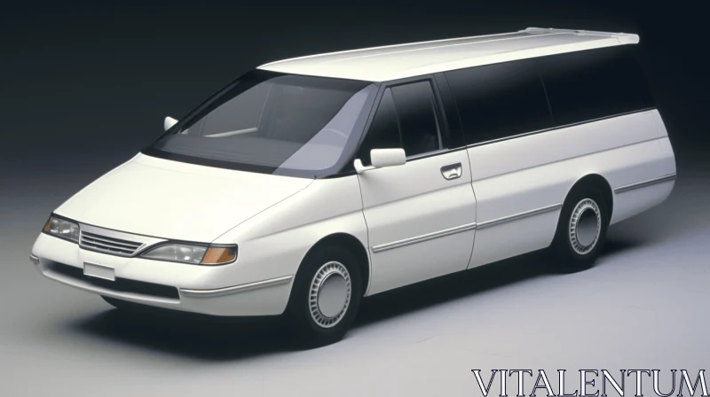 Luxurious White Minivan on Gray Background - Minimalist Art AI Image