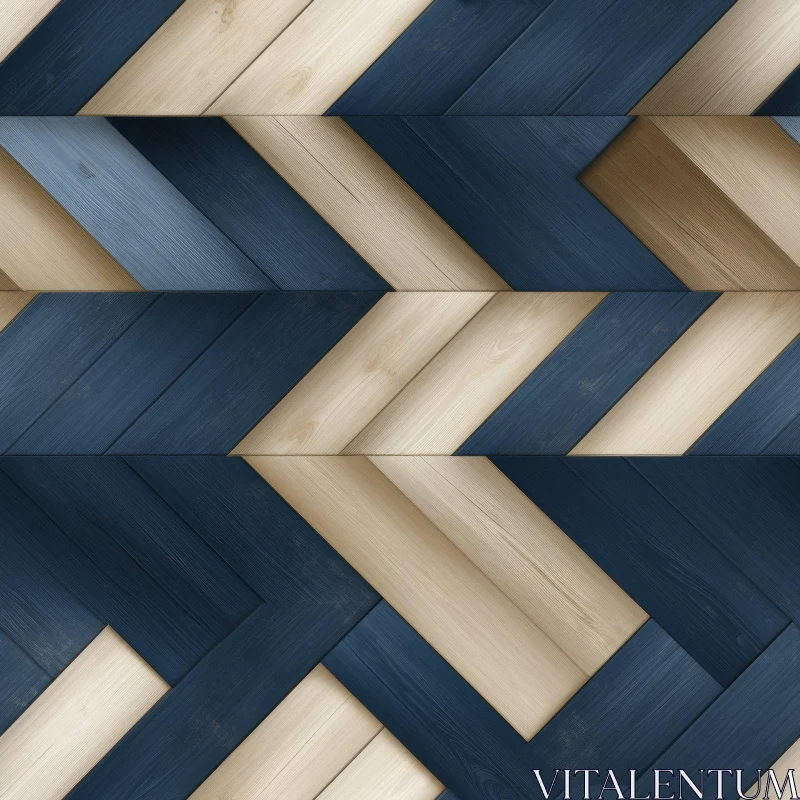 AI ART Modern Wooden Planks Texture - Blue & Beige Herringbone Pattern