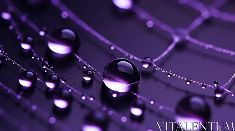AI ART Purple Spider Web Water Droplets Close-Up