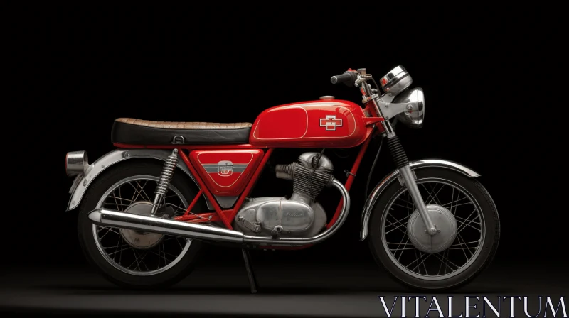 Vintage Red and Black Motorcycle in Photorealistic Style AI Image