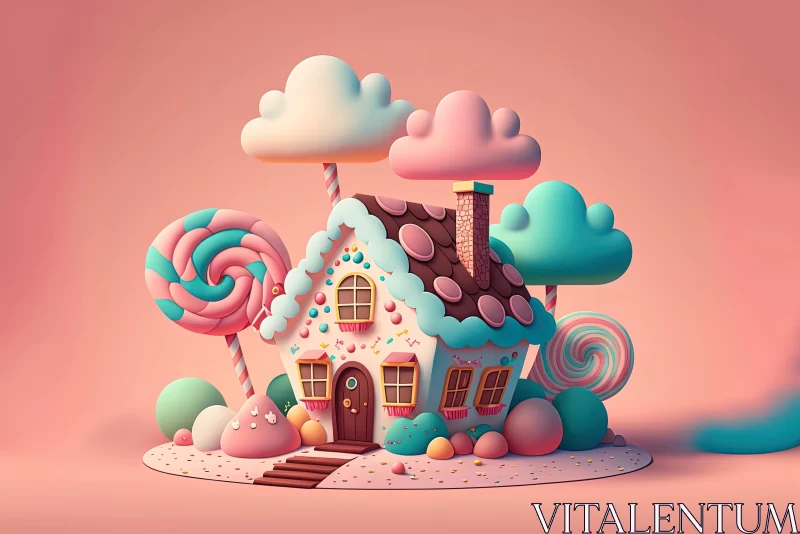AI ART Whimsical Candy House: A Surreal 3D Landscape