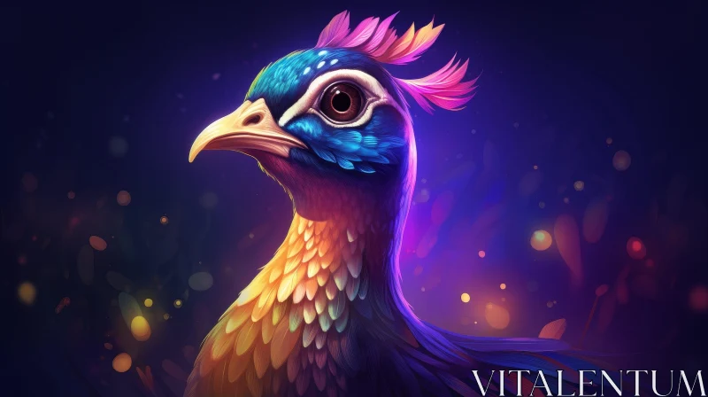 Detailed Peacock Illustration with Vibrant Feathers AI Image