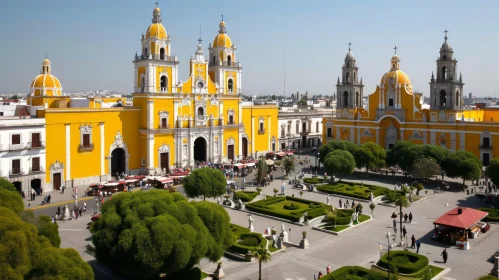 Discover the Beauty of a Mexican Plaza with a Yellow Cathedral