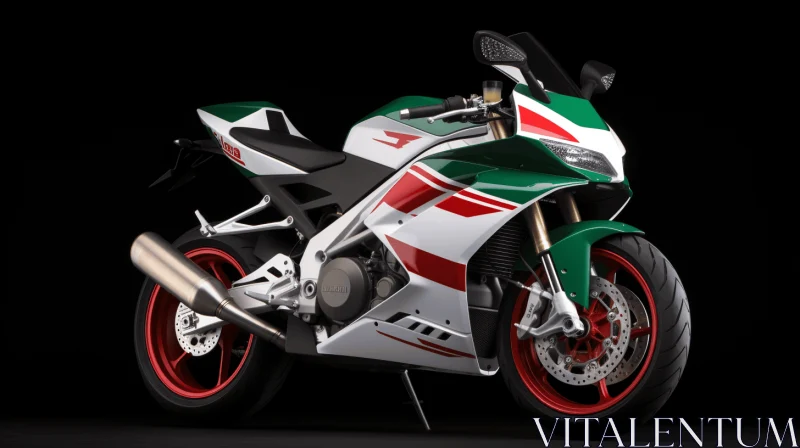 Green and White Motorcycle with Stripes | Streamlined Design AI Image