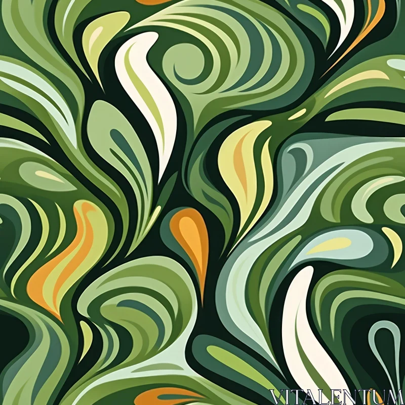 Green Yellow White Abstract Floral Pattern AI Image