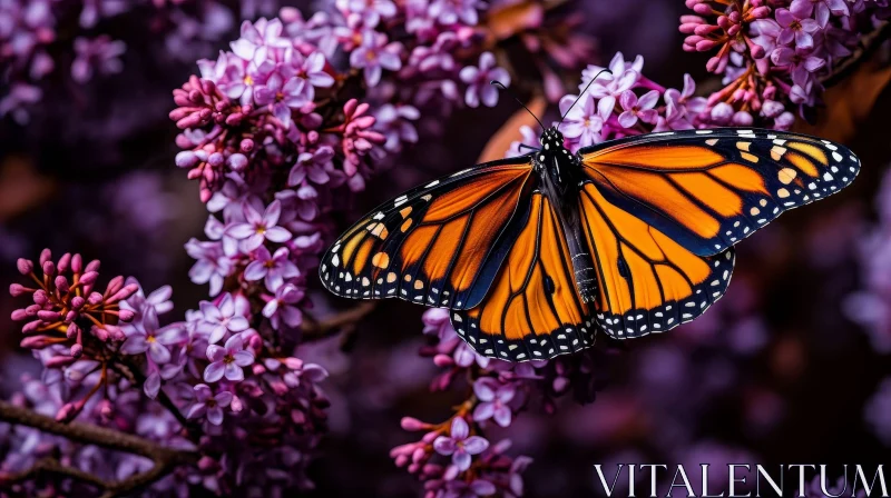 Monarch Butterfly on Lilac Flowers - Nature Close-up AI Image