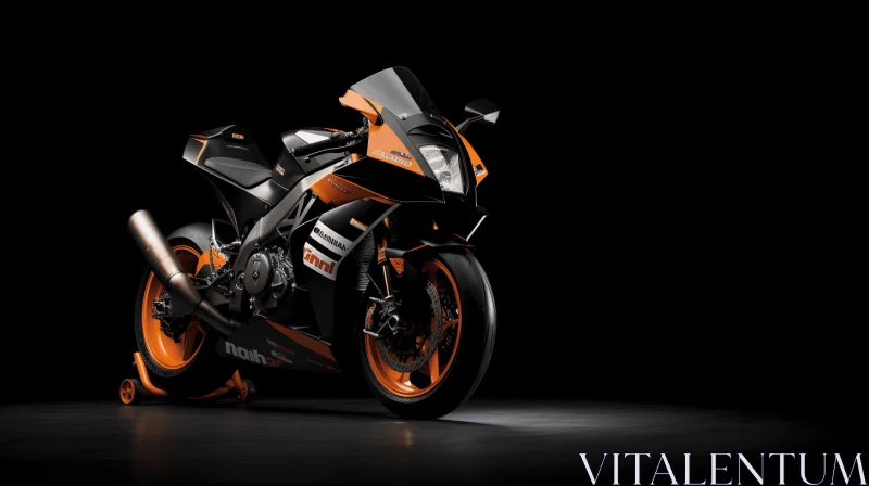 Orange Motorcycle on Black Background with Translucency AI Image