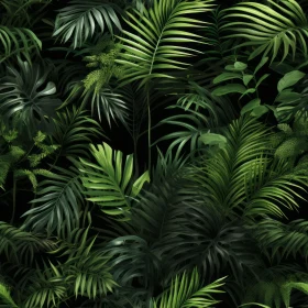 Tropical Leaves Seamless Pattern - Green Shades on Black Background