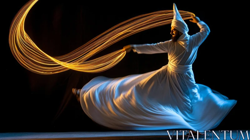 Whirling Sufi Dancer: A Captivating Photo of Grace and Light AI Image
