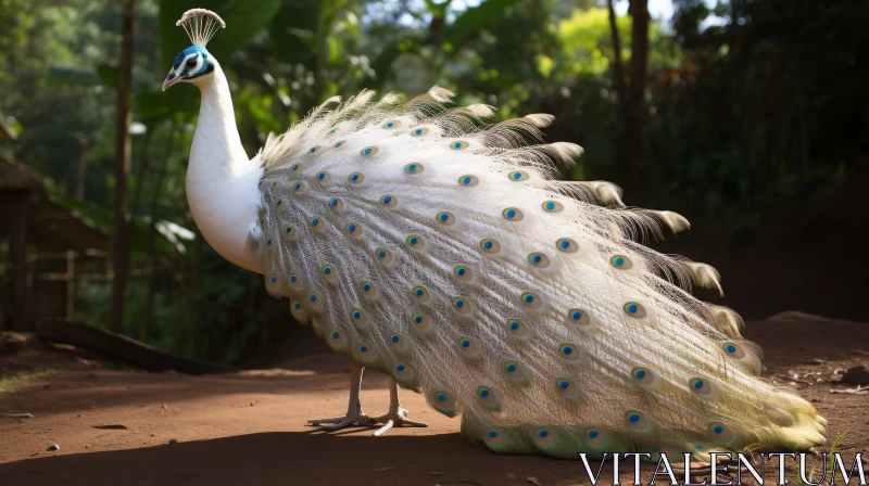 White Peacock in Forest: Majestic Beauty Captured AI Image