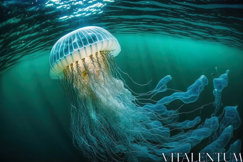Ethereal Jellyfish: A Captivating Underwater Photography AI Image