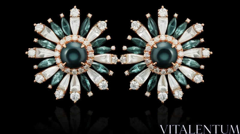 Exquisite Flower-Shaped Diamond Earrings AI Image
