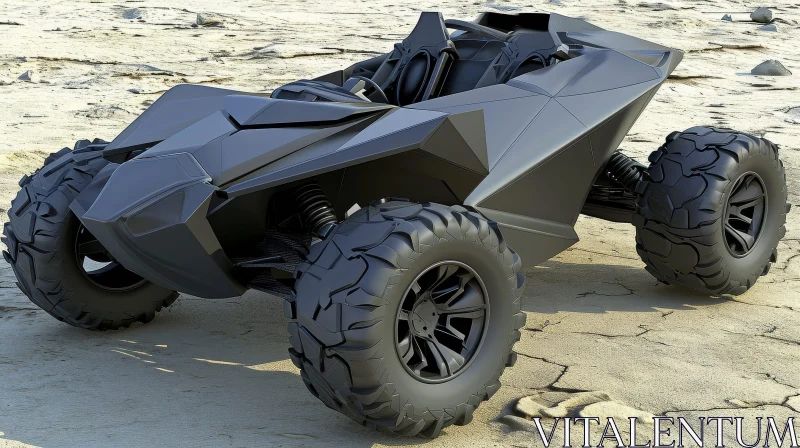 Sleek Black Futuristic Buggy with Large Wheels AI Image