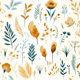 Cartoon Floral Pattern on Cream Background