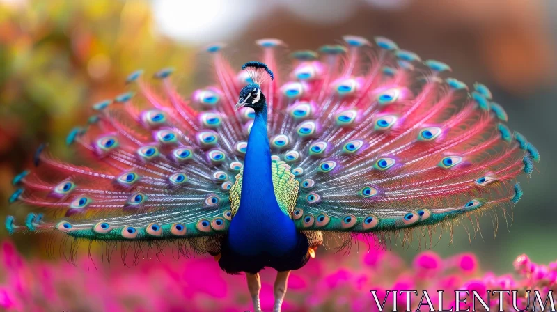 Colorful Peacock Display in Nature AI Image