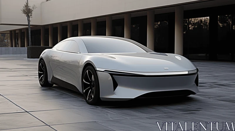 Elegant Concept Car: Gracefully Parked Amidst Architectural Grandeur AI Image