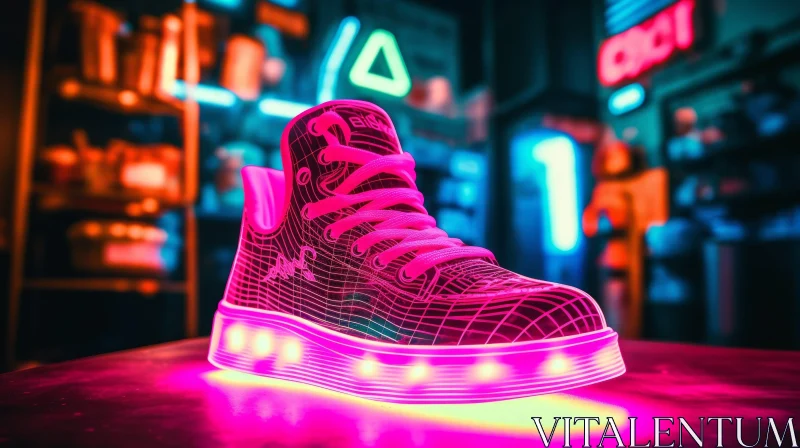 Futuristic Pink and Black Sneaker - 3D Rendering AI Image