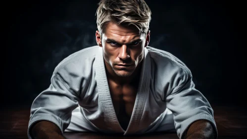 Karate Portrait of Determined Young Man