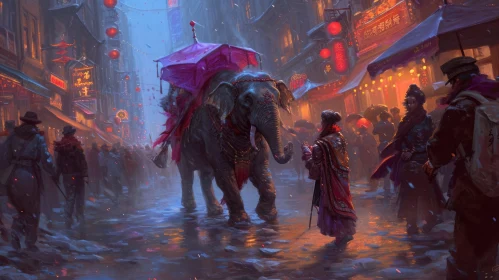 Night in a Chinese City: A Captivating Painting of Vibrant Streets