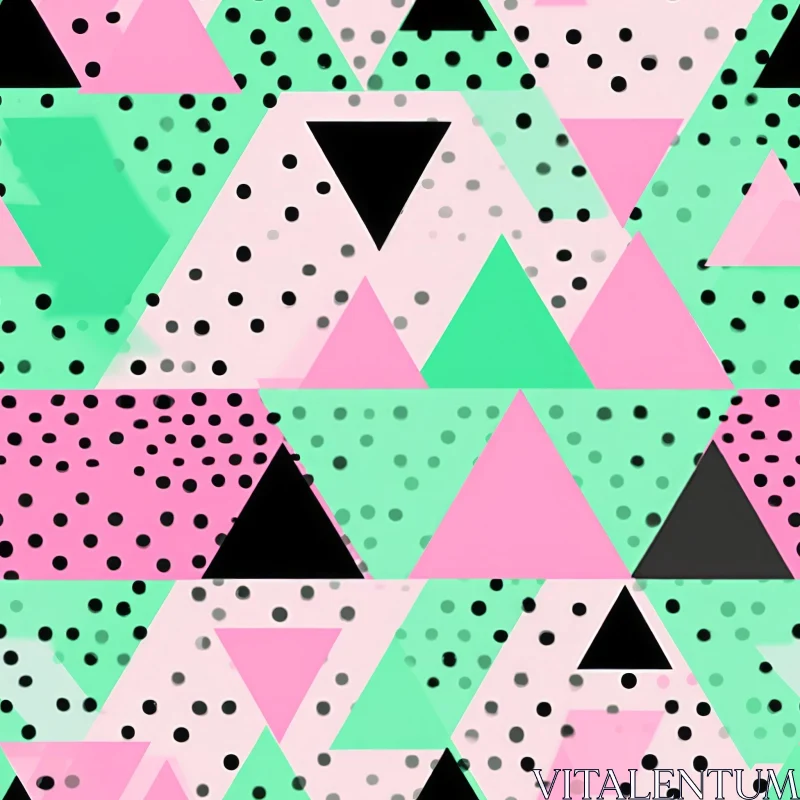 Pastel Triangles and Polka Dots Seamless Pattern AI Image