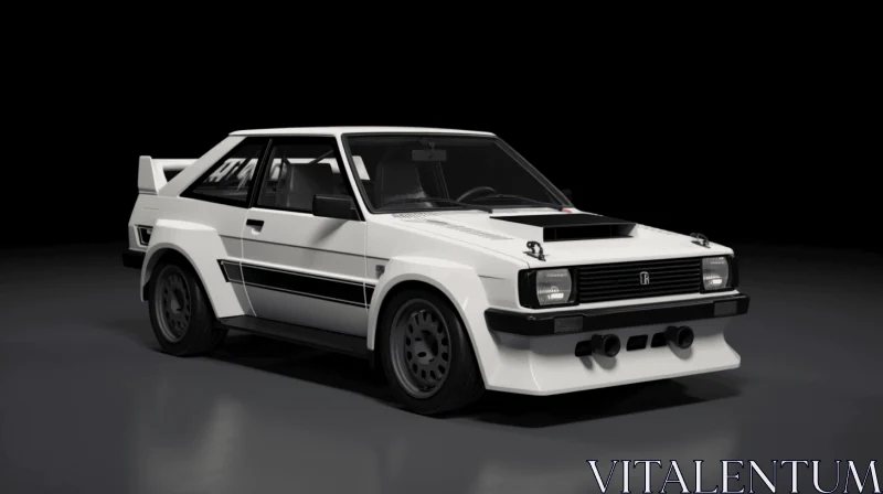 Realistic White and Black Rally Car on Black Background | Hyper-Detailed Rendering
