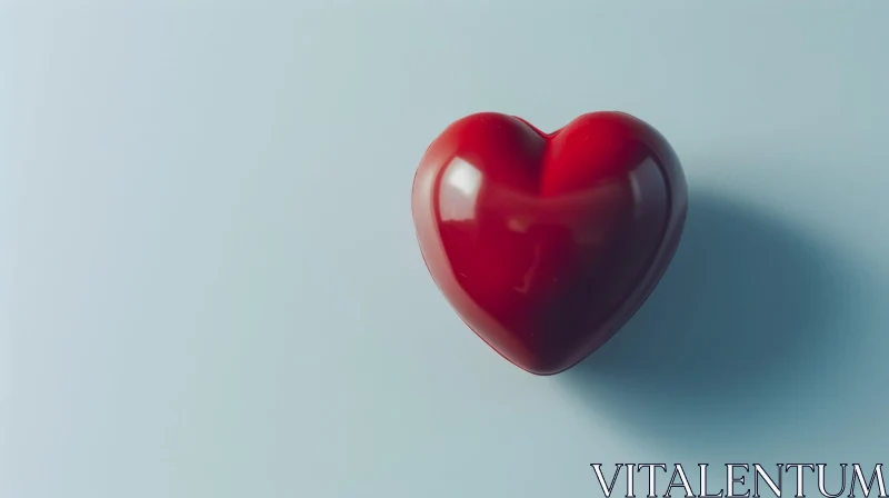 Red Heart-shaped Candy on Blue Background AI Image