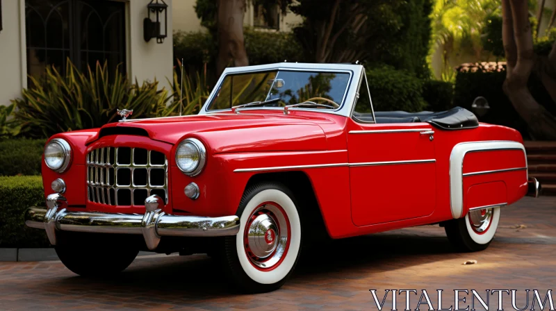 Stunning Red Convertible Car - Classic American Mid-Century Design AI Image