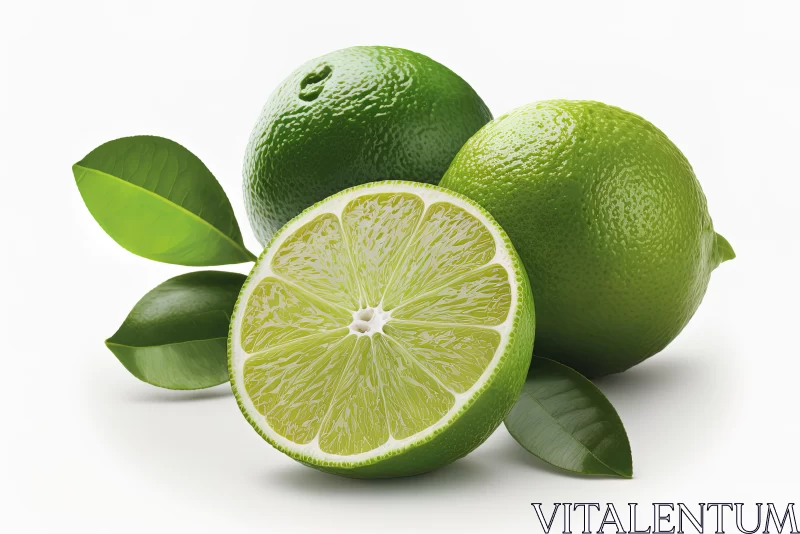 Vibrant Lime with Green Leaves - Meticulous Artwork AI Image