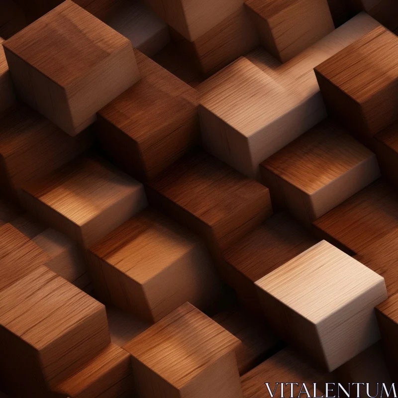 Brown Wooden Cube Pattern Texture AI Image