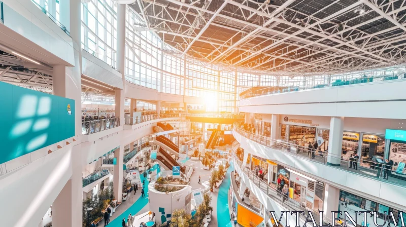 Captivating Architecture: Exploring a Modern Shopping Mall with a Glass Roof AI Image