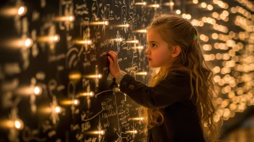 Captivating Image of a Girl in front of Illuminated Light Bulbs