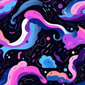 Colorful Retro Abstract Pattern on Black Background