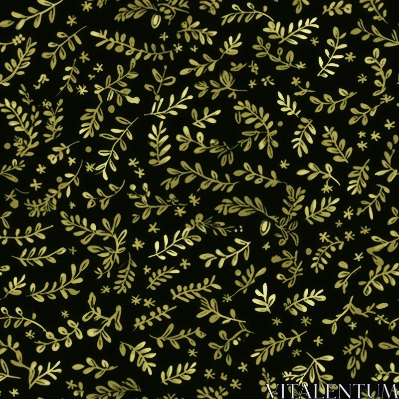 Elegant Golden Leaves and Flowers Seamless Pattern AI Image