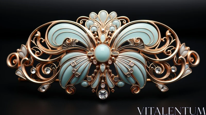 Exquisite Gold and Enamel Butterfly Brooch | Jewelry Art AI Image