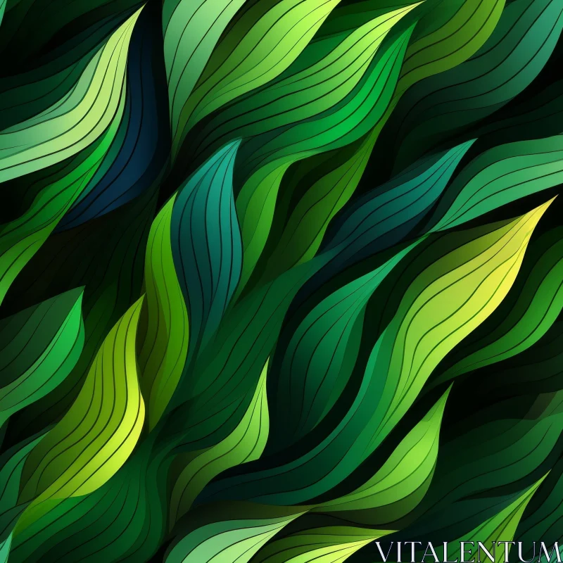 AI ART Green Leaves Seamless Pattern