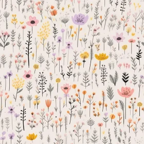 Hand-drawn Floral Pattern - Cream Background