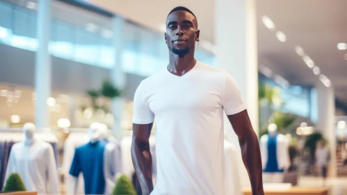 Serious African-American Man in Clothing Store
