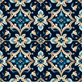Blue and Yellow Floral Azulejos Pattern