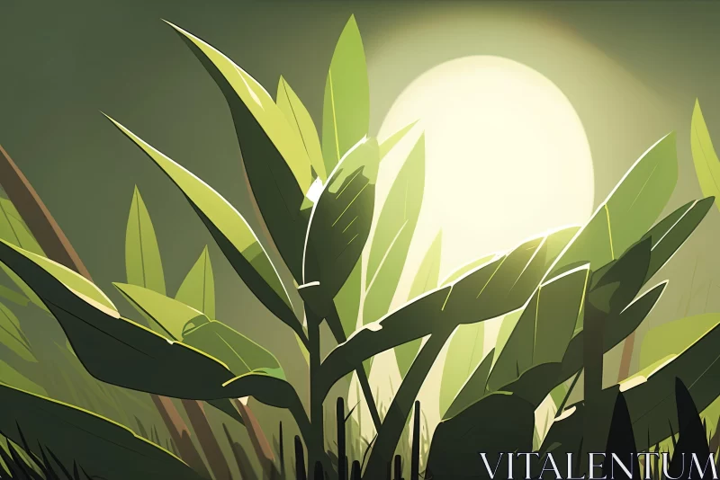 Captivating Nature Artwork: A Mesmerizing Scene of Light and Foliage AI Image