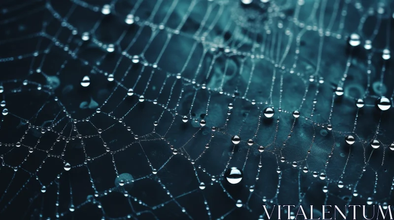 Enchanting Spider Web with Water Droplets - Nature Close-Up AI Image