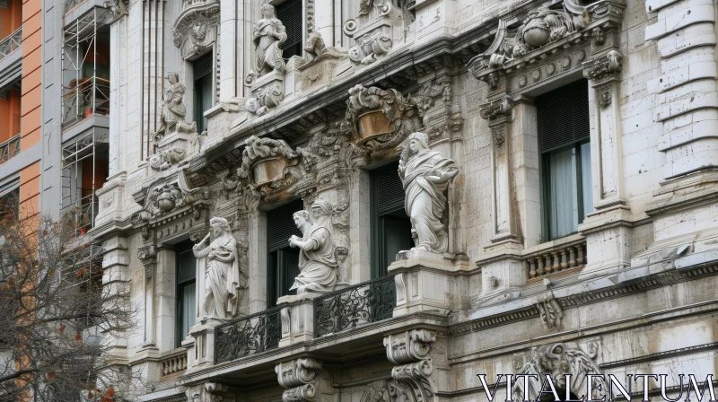 Exquisite Historical Building with Sculptures and Intricate Details AI Image