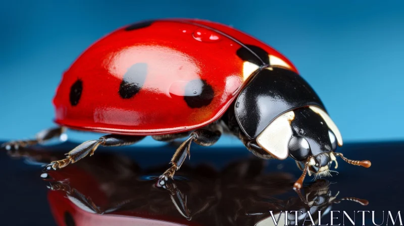 Red Ladybug on Green Leaf | Symbol of Good Luck AI Image