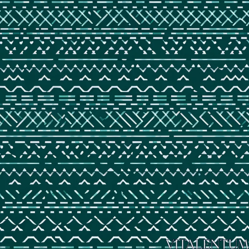 AI ART Teal and White Geometric Pattern Inspired by African Art