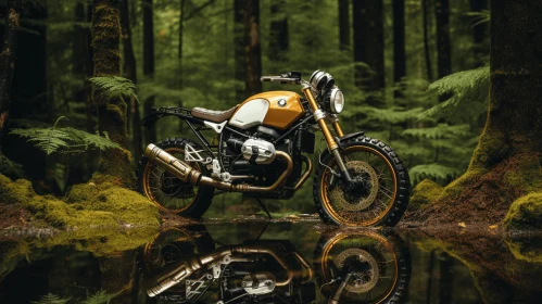 BMW Motorcycle on Wet Tree in Forest | Industrial Design