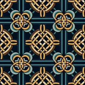 Celtic Knots Pattern in Blue and Yellow