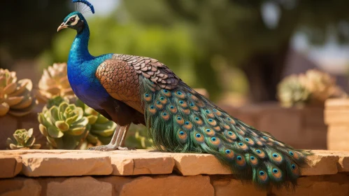 Graceful Peacock Display in Lush Garden