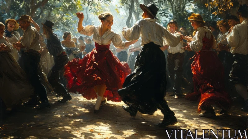 Lively Dance Party in Enchanting Woods | Oil Painting AI Image