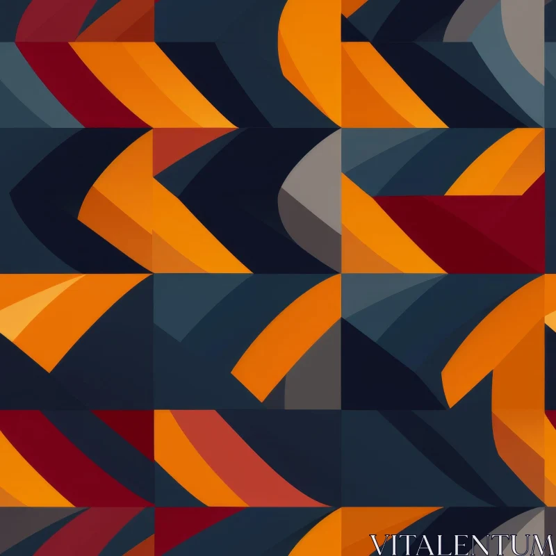 Retro Geometric Pattern in Orange, Blue, Gray, and Red AI Image